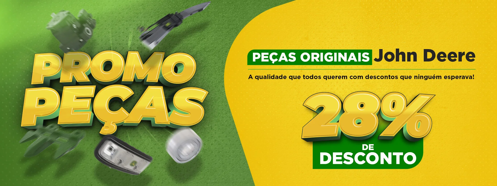 Oportunidade de peças originais John Deere com 28% de desconto