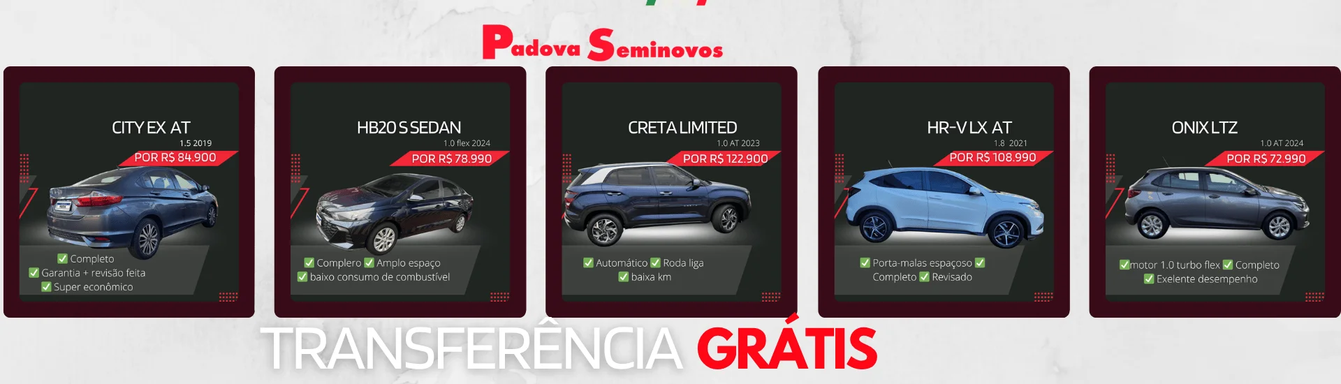HB20 Sense – Argo Trekking – C3 Live – Cronos 1.3