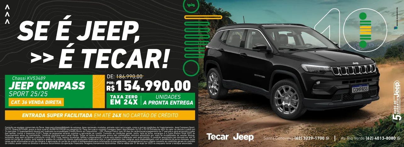 Se é Jeep, é Tecar! As melhores taxas pra você sair de Jeep Novo