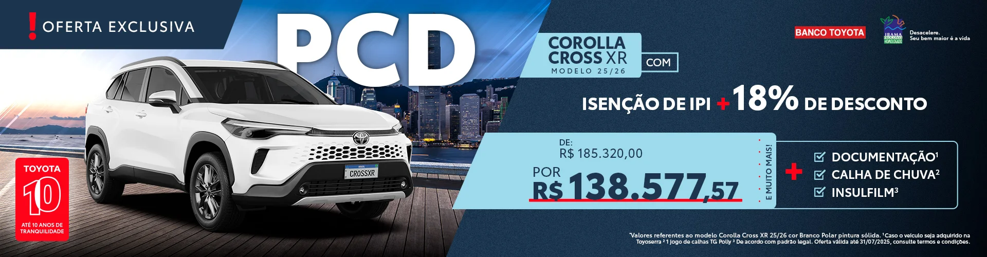 Na Toyoserra, cliente PCD tem BENEFÍCIOS EXCLUSIVOS na compra de um Corolla Cross XRE 25/26.