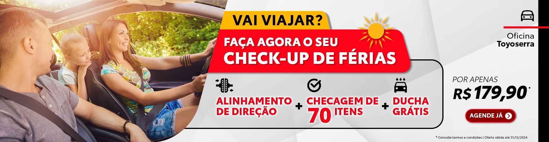 Check-up de Férias Completo: Alinhamento, Checagem de 70 Itens e Ducha Grátis - Por Apenas R$ 179,90 | Oficina Toyoserra